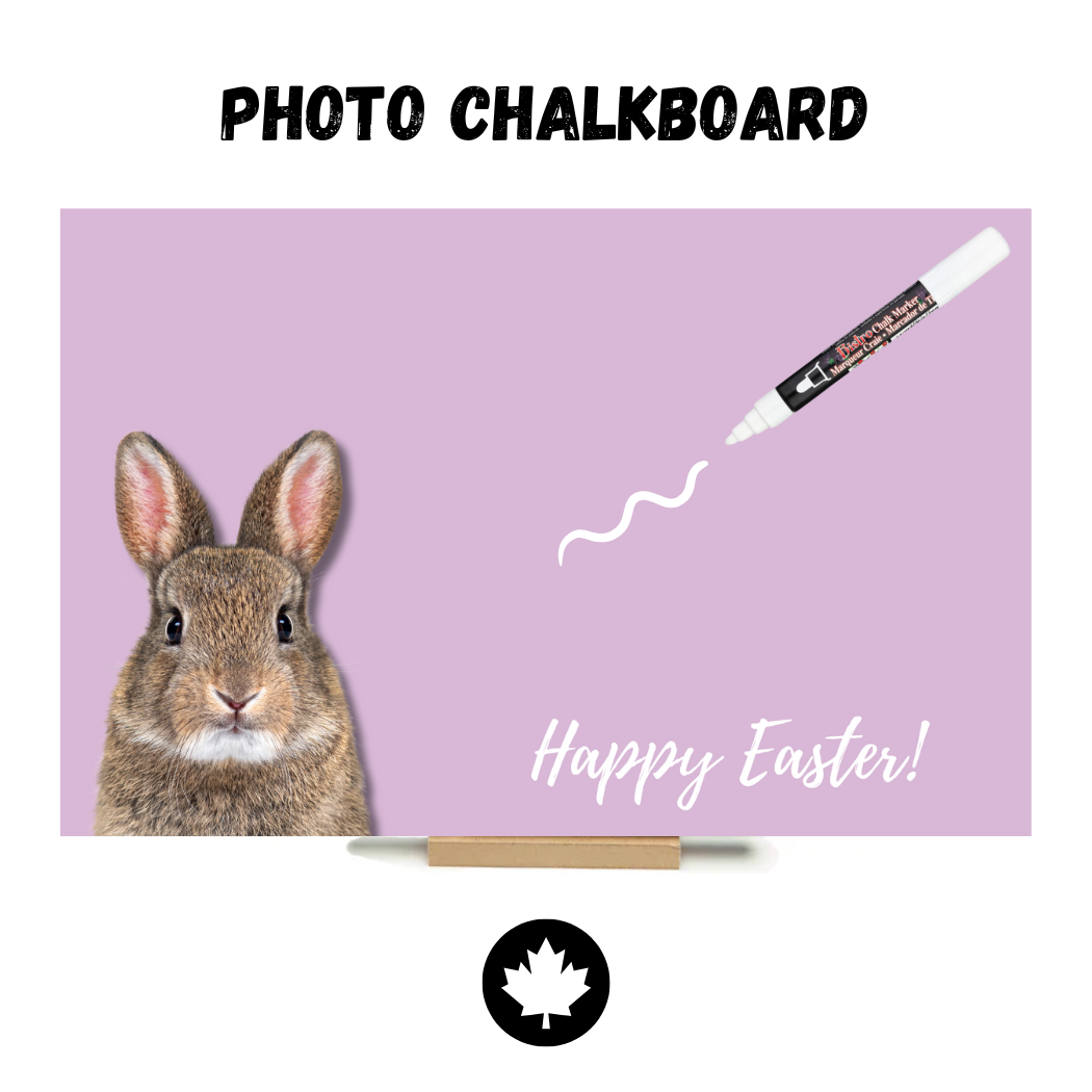 Pink Rabbit "Happy Easter" - PHOTO CHALKBOARD - Original Style & Flexible Fridge Magnet