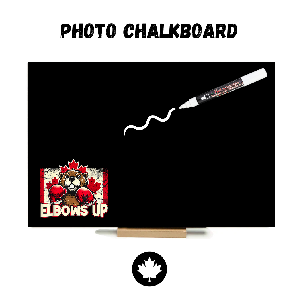 🍁Elbows UP - Beaver with Flag (Grey)🍁 PHOTO CHALKBOARD - Original Style & Flexible Fridge Magnet