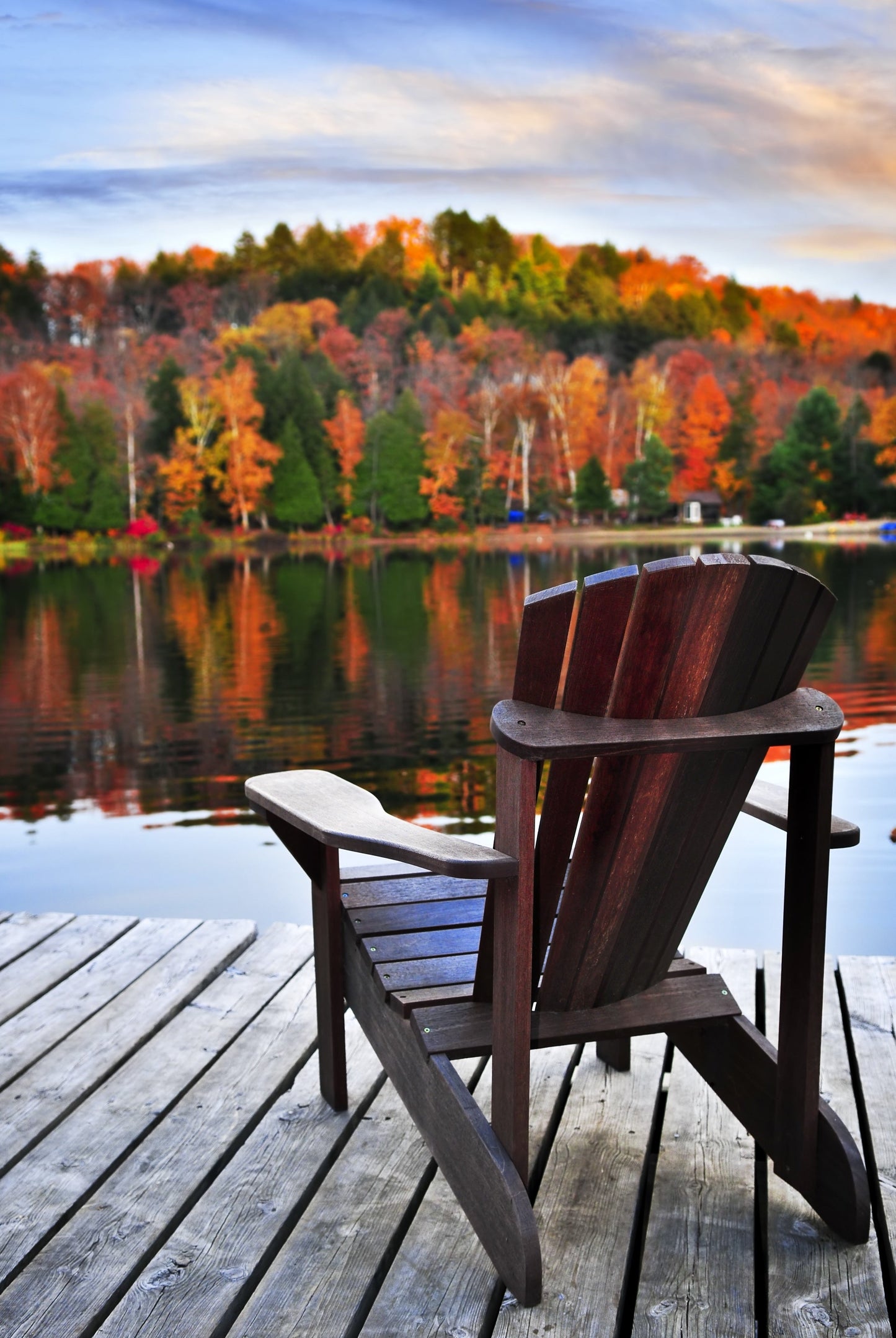 "Autumn Chair On Dock" PHOTO CHALKBOARD Includes Chalkboard, Chalk Marker & Stand