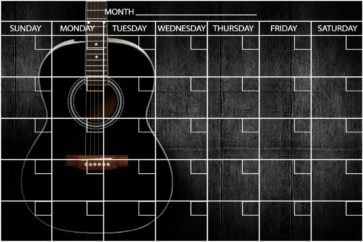 Acoustic Guitar - Flexible Fridge Magnet, Includes Fine Chalk Marker
