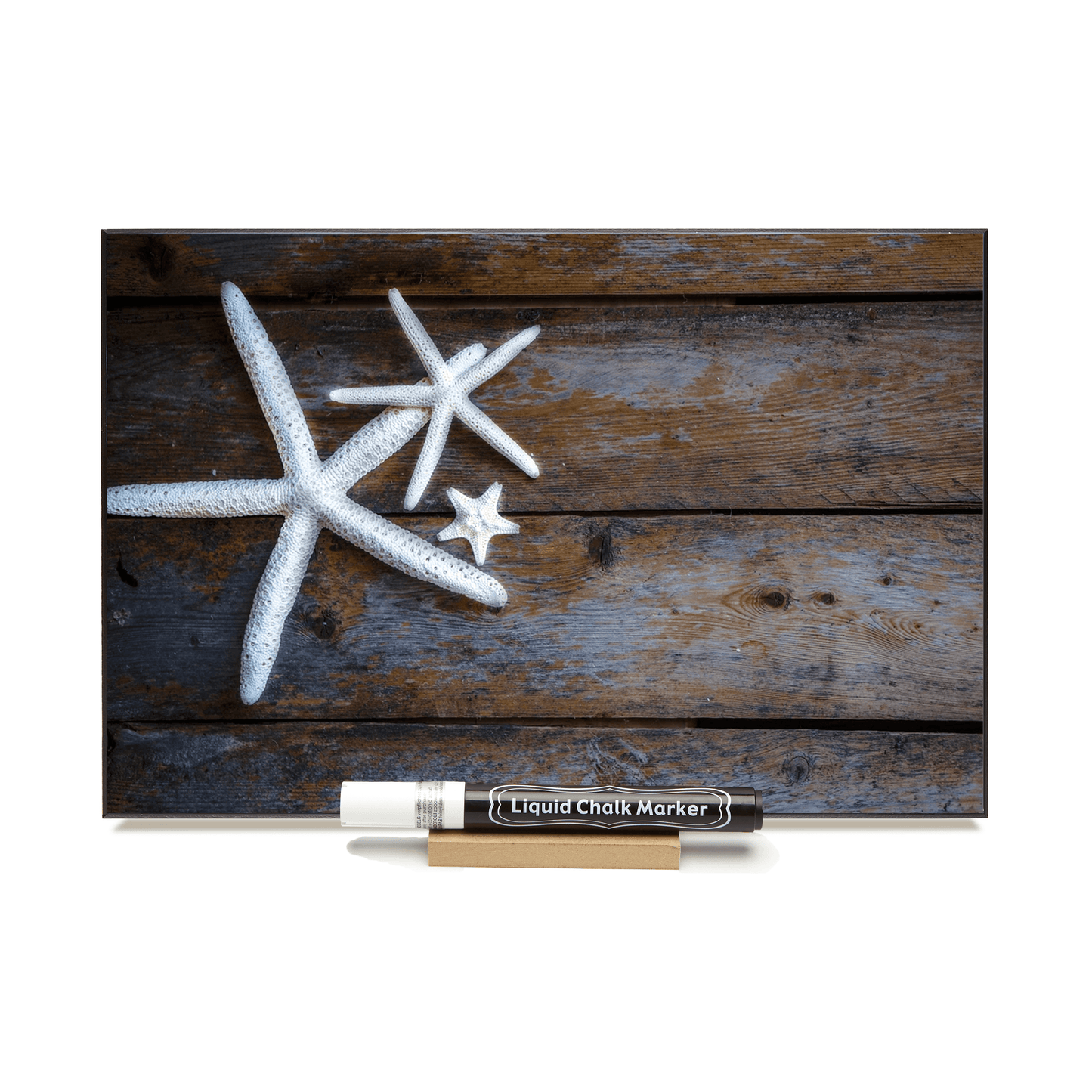 "Barnboard Starfish" PHOTO CHALKBOARD Includes Chalkboard, Chalk Marker and Stand