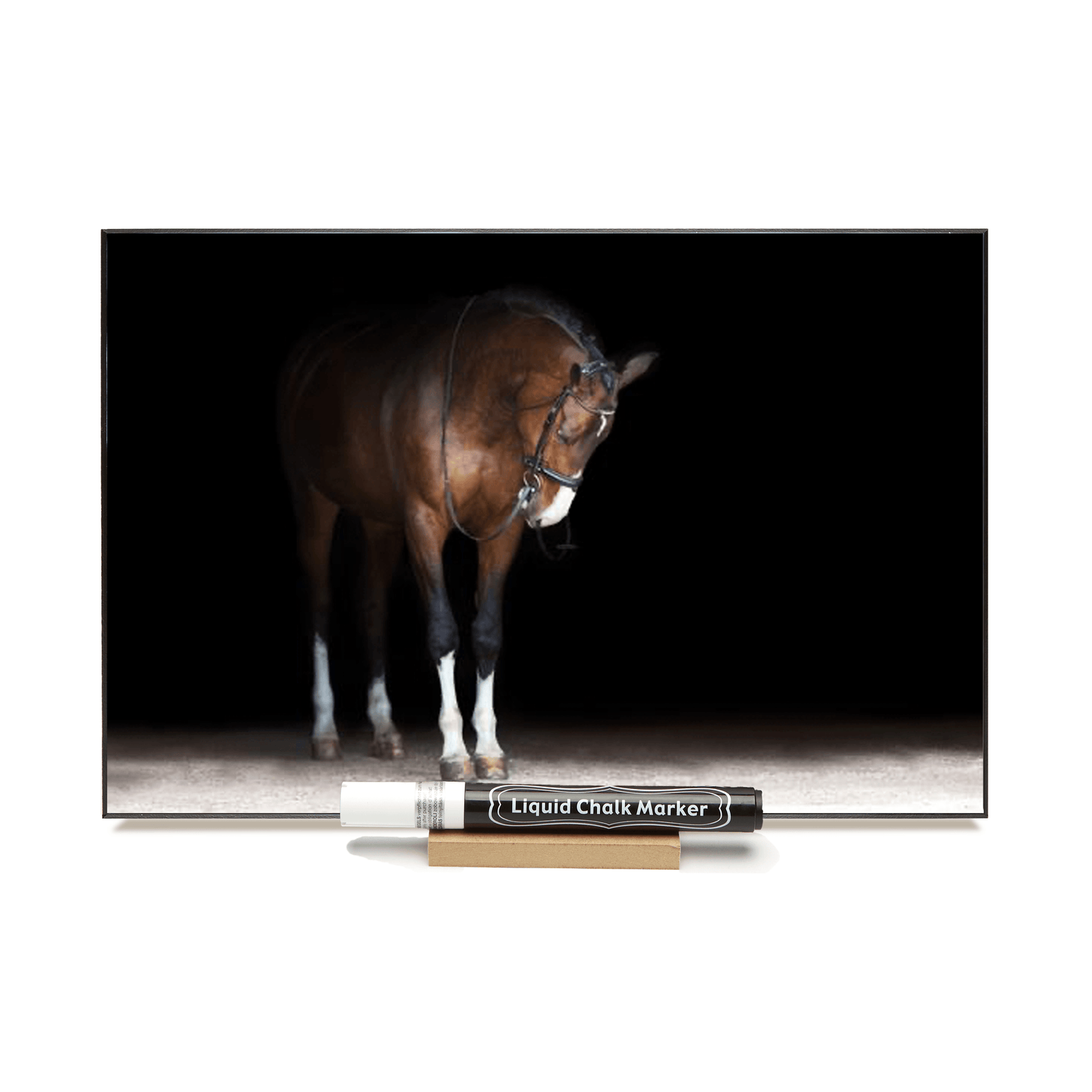 "Brown Horse Standing" PHOTO CHALKBOARD Includes Chalkboard, Chalk Marker & Stand