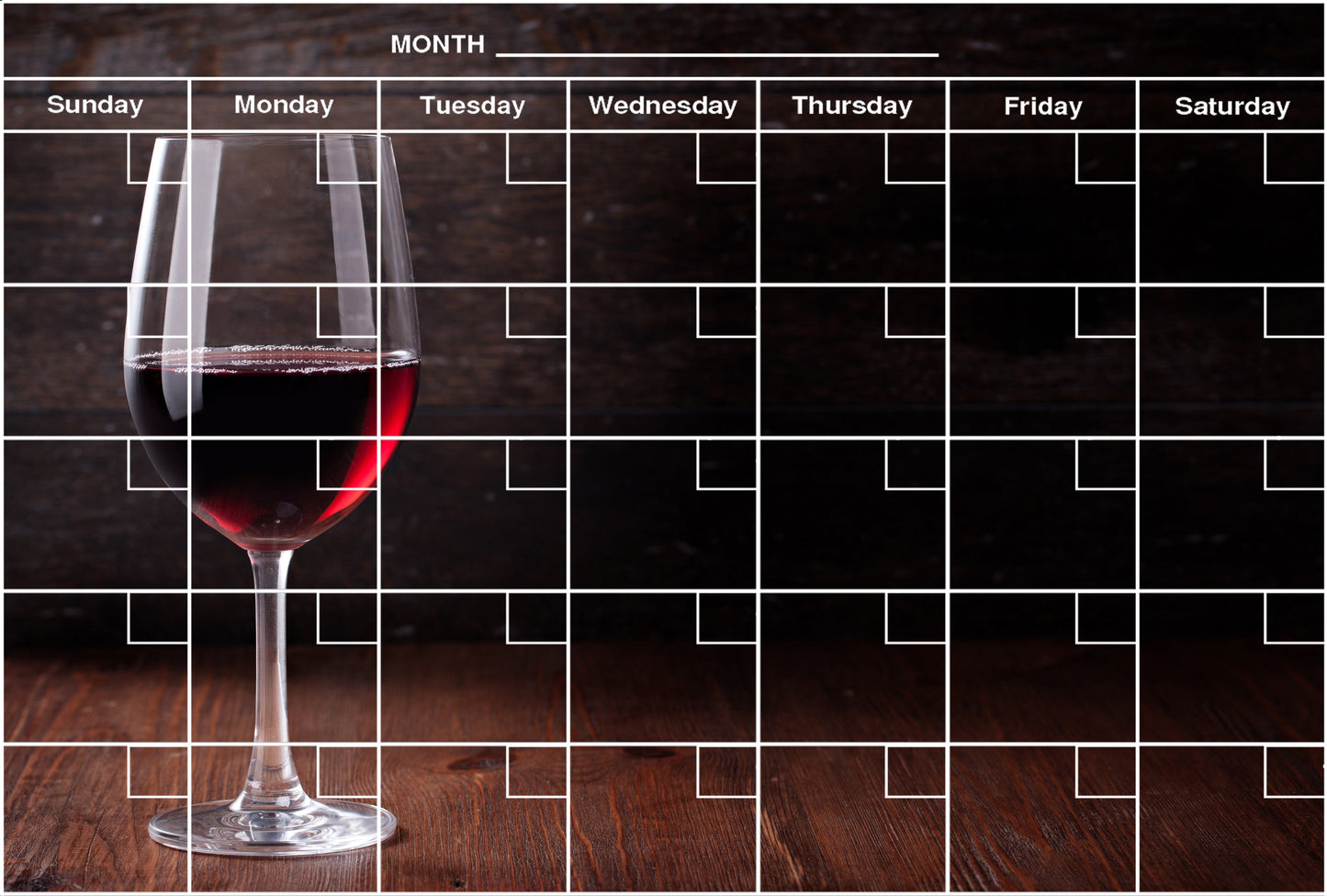 Red Wine Glass - Flexible Fridge Magnet, Includes Fine Chalk Marker