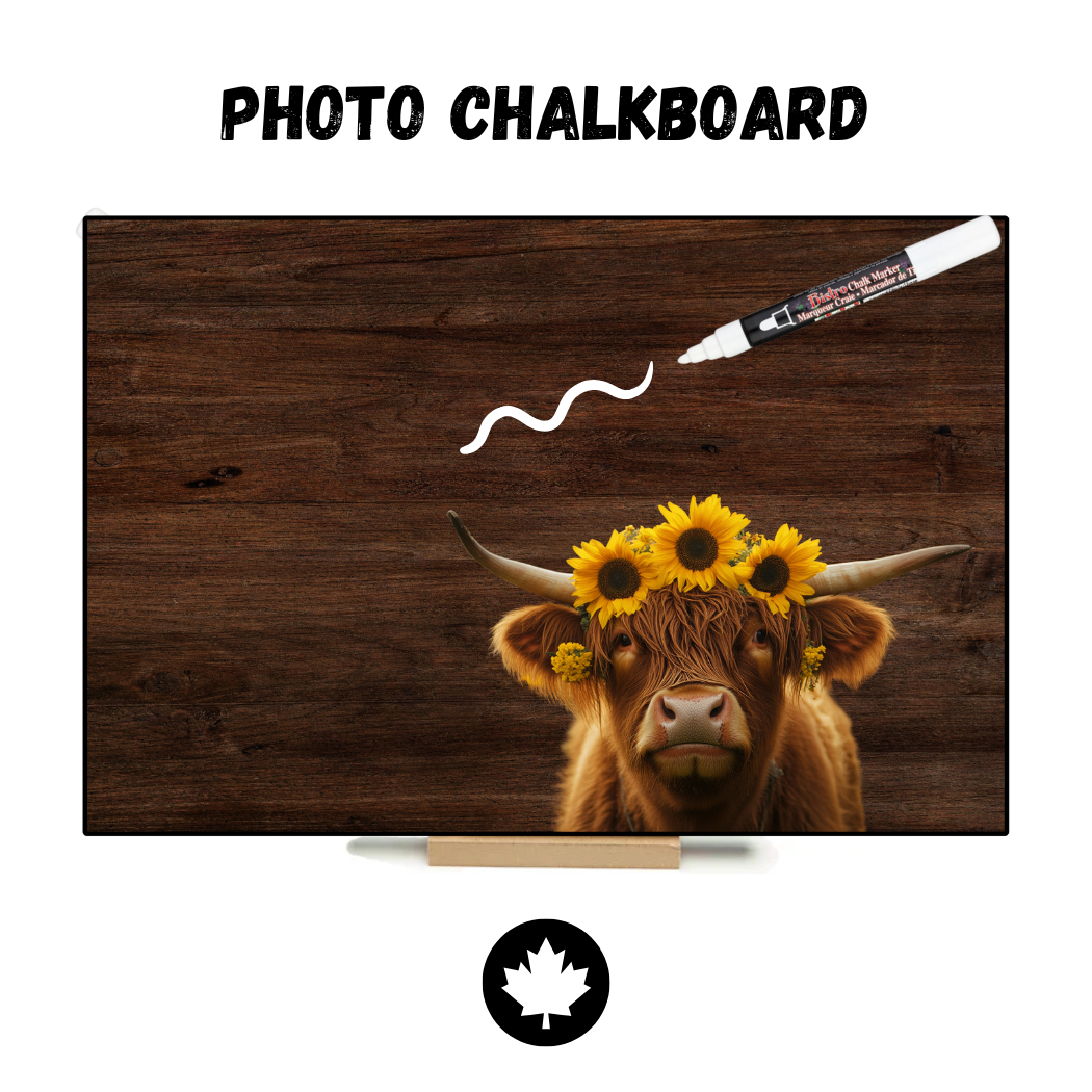 Christmas HIghland Cow - PHOTO CHALKBOARD - Original Style & Flexible Fridge Magnet