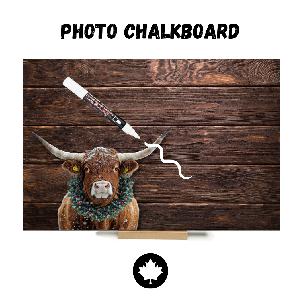 Christmas HIghland Cow - PHOTO CHALKBOARD - Original Style & Flexible Fridge Magnet