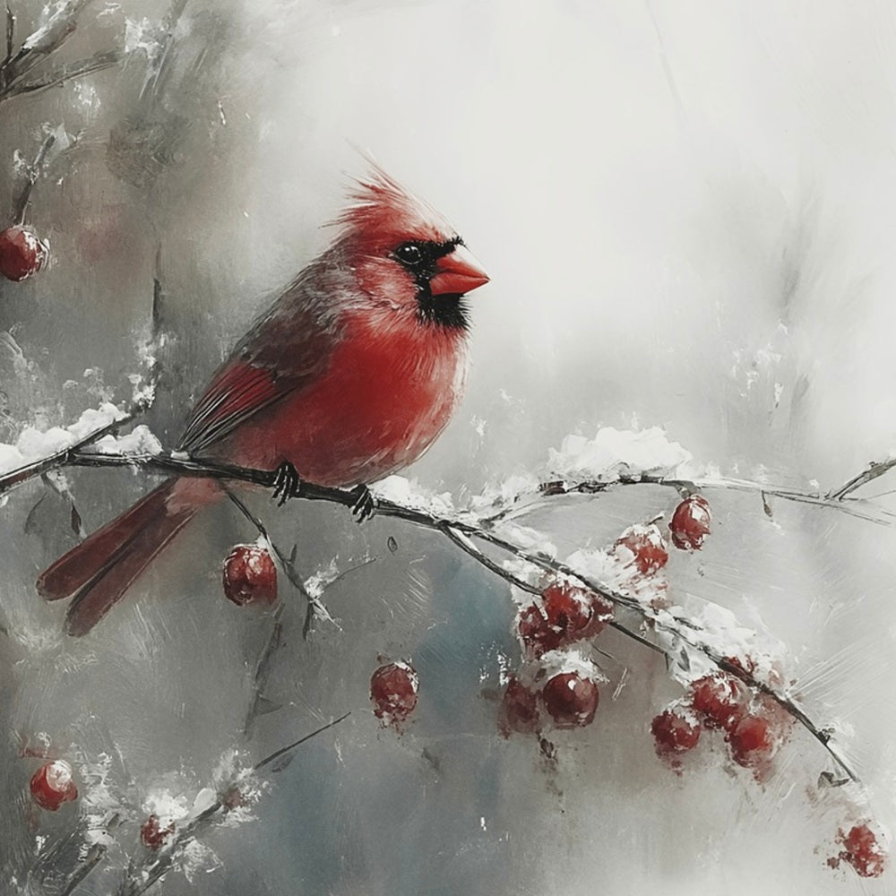 Square Christmas Cardinal - Delightful Reflections
