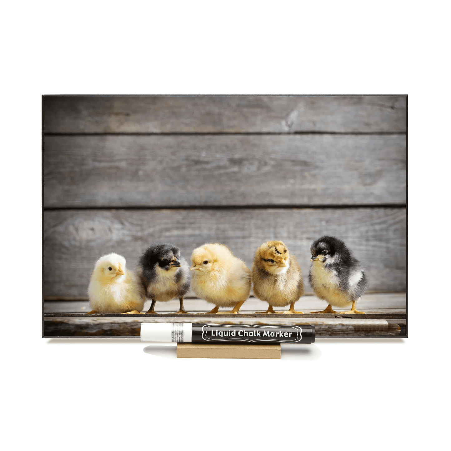 "Chicks On Barnboard" PHOTO CHALKBOARD Includes Chalkboard, Chalk Marker & Stand
