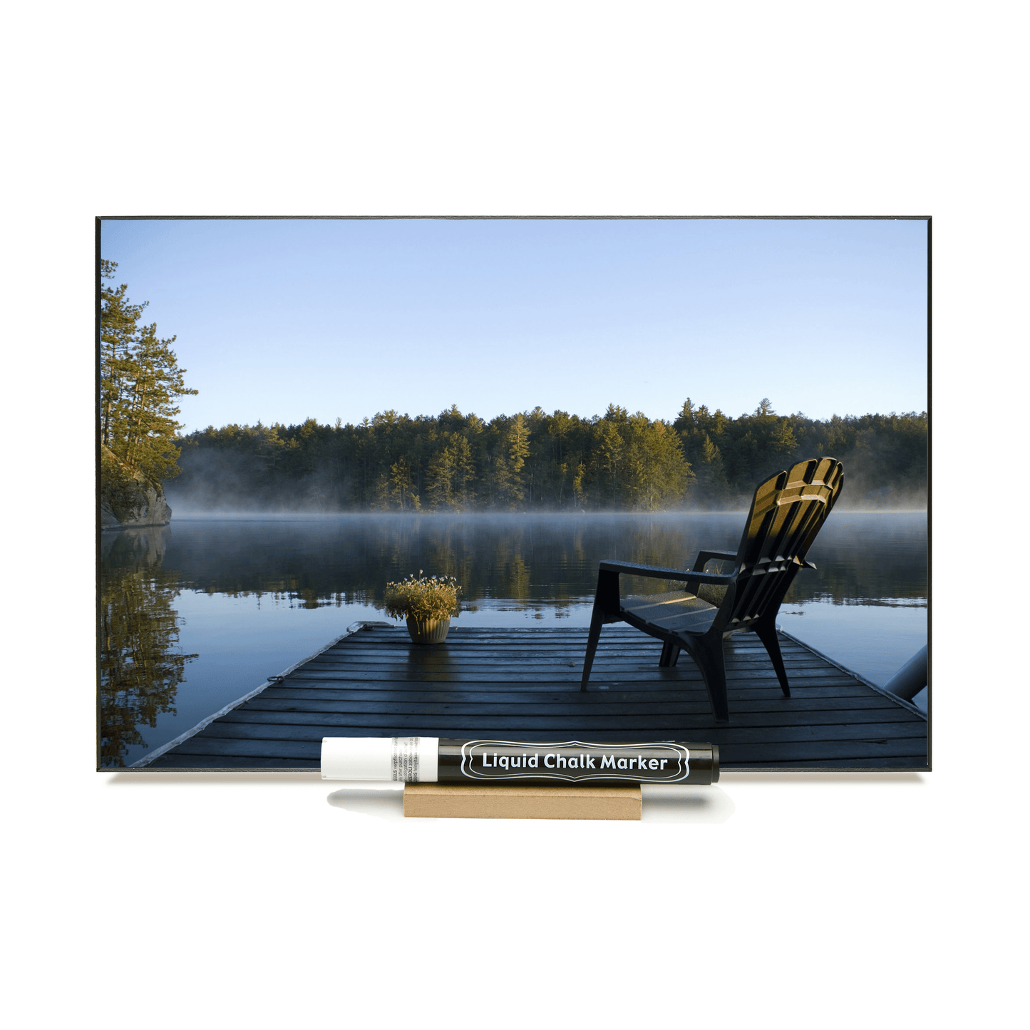 "Chair on a Dock" PHOTO CHALKBOARD Includes Chalkboard, Chalk Marker and Stand