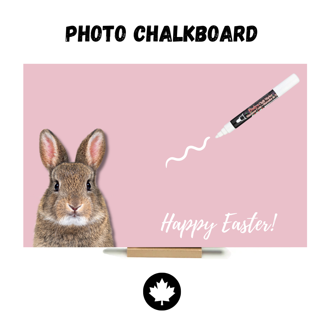Pink Rabbit "Happy Easter" - PHOTO CHALKBOARD - Original Style & Flexible Fridge Magnet