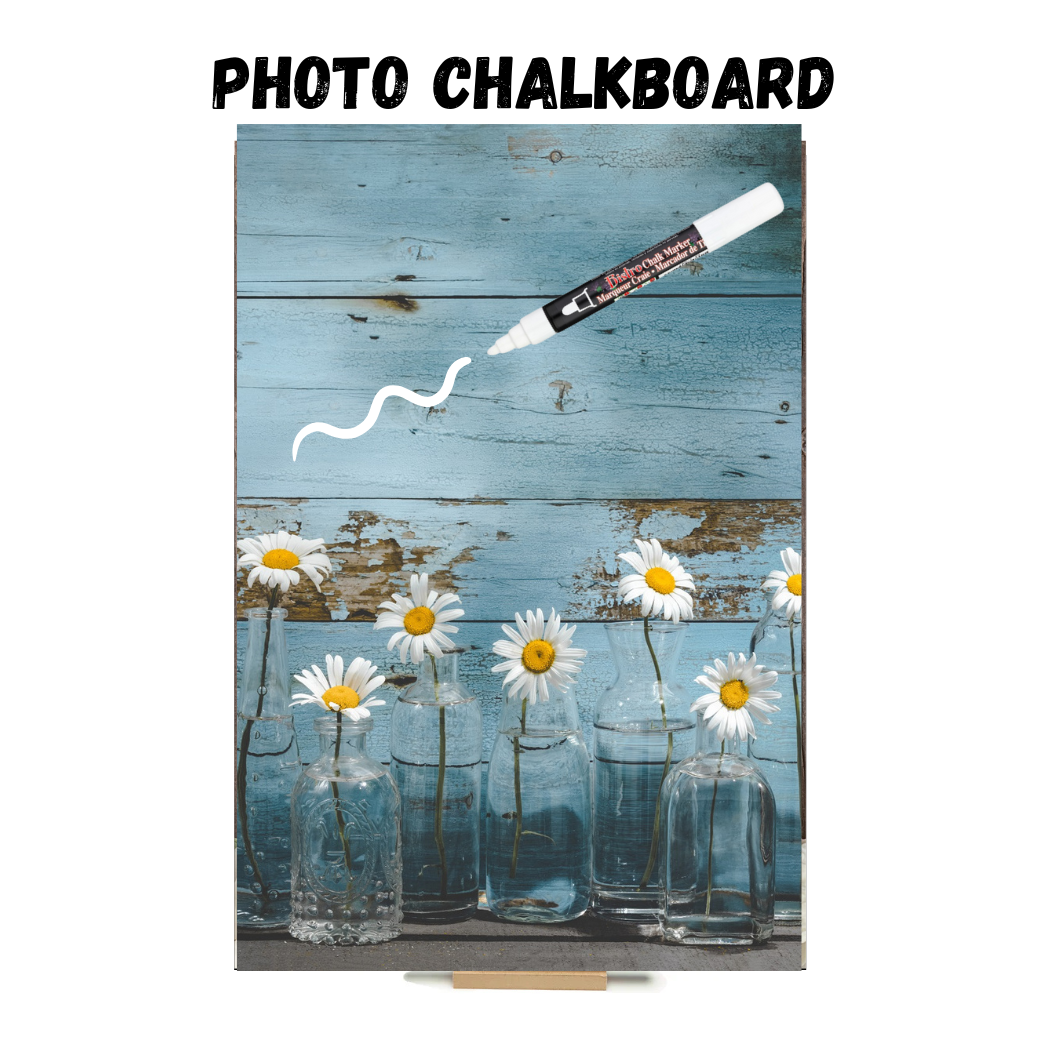 Vintage Daisies - PHOTO CHALKBOARD - Original Style & Flexible Fridge Magnet