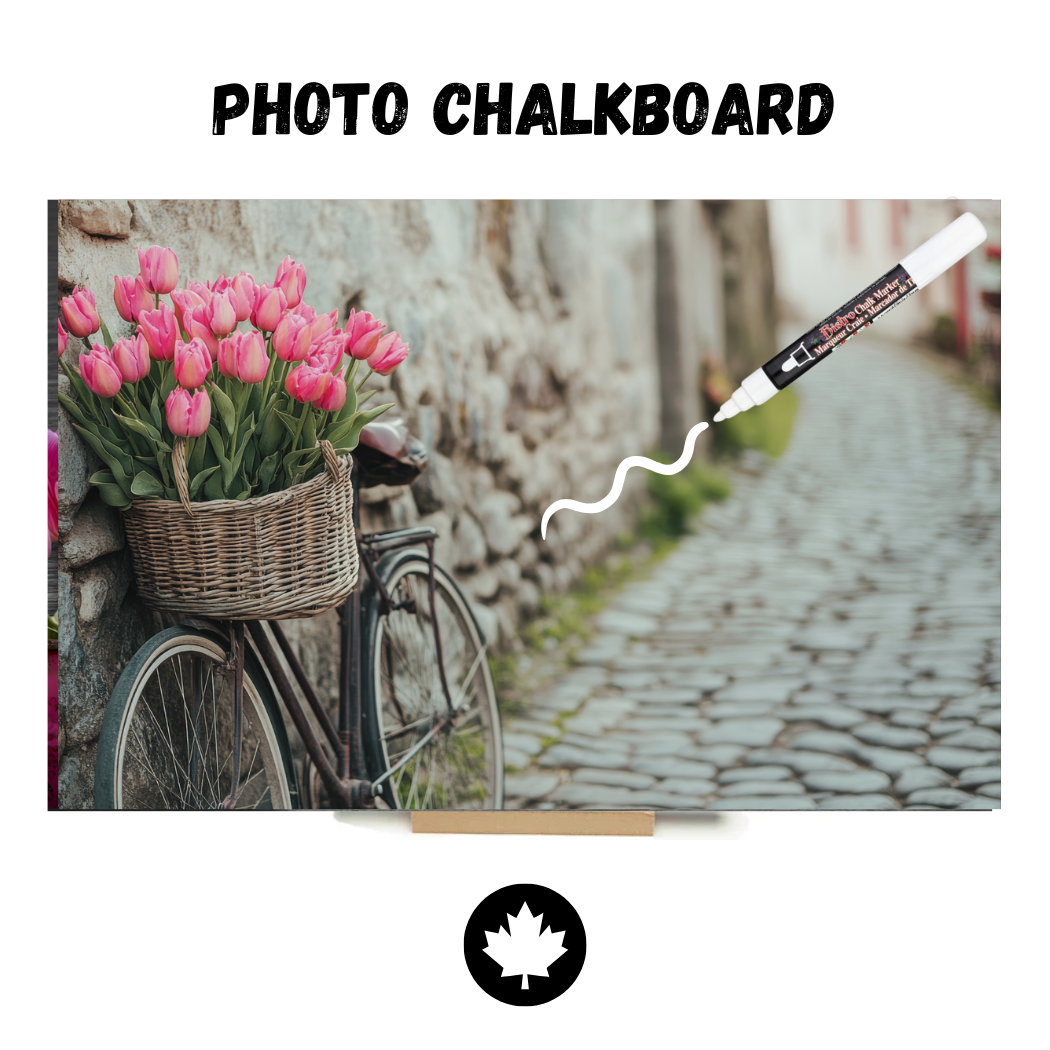 Pink Tulips in a Basket - PHOTO CHALKBOARD - Original Style & Flexible Fridge Magnet