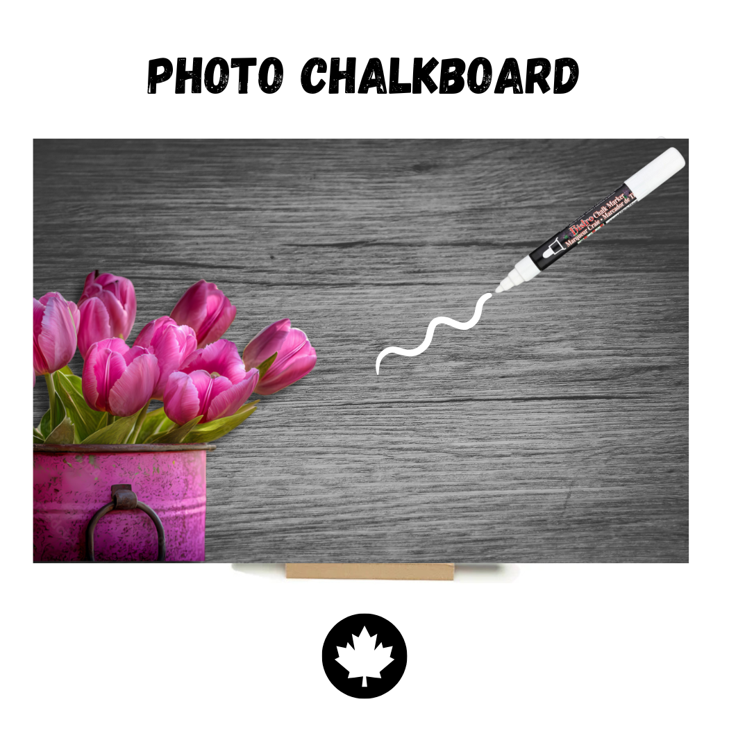 Pink Tulips on Barnboard - PHOTO CHALKBOARD - Original Style & Flexible Fridge Magnet