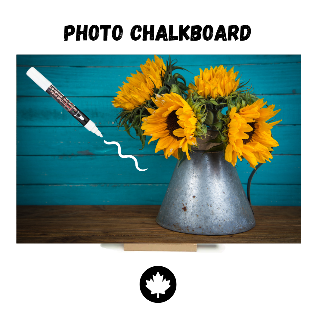 Turquoise Sunflower - PHOTO CHALKBOARD - Original Style & Flexible Fridge Magnet
