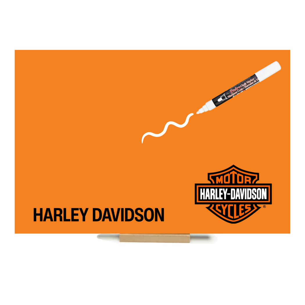 Harley Davidson (Orange) - PHOTO CHALKBOARD - Original Style, Picture Hanger, Stand & Marker included