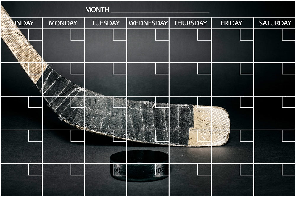Hockey Stick Calendar PHOTO CHALKBOARD Includes Chalkboard, Chalk Marker and Stand