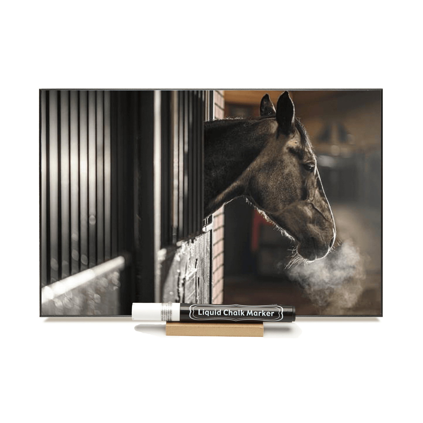 "Horse in Stall" PHOTO CHALKBOARD Includes Chalkboard, Chalk Marker & Stand