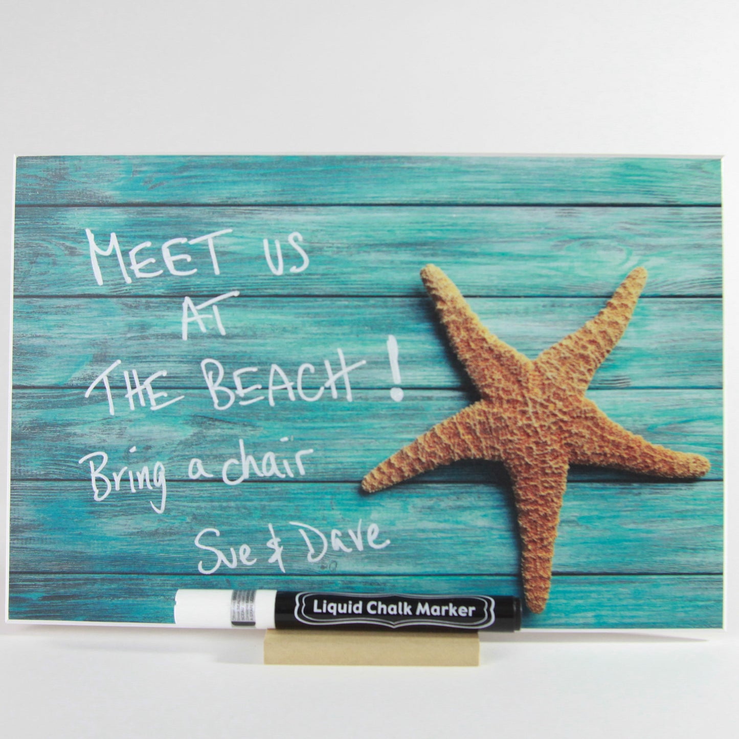 "Turquoise Starfish" PHOTO CHALKBOARD Includes Chalkboard, Chalk Marker and Stand