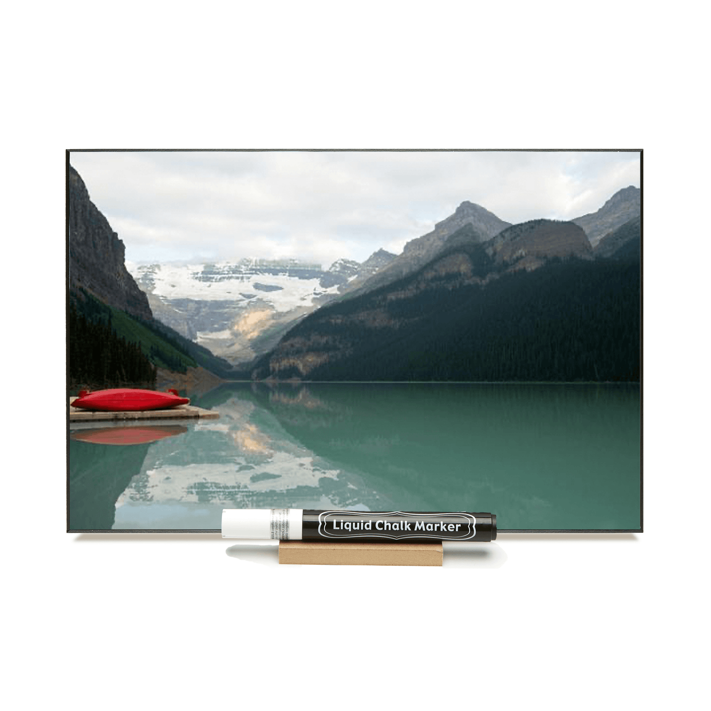 "Lake Louise /W Kayaks" PHOTO CHALKBOARD Includes Chalkboard, Marker & Stand