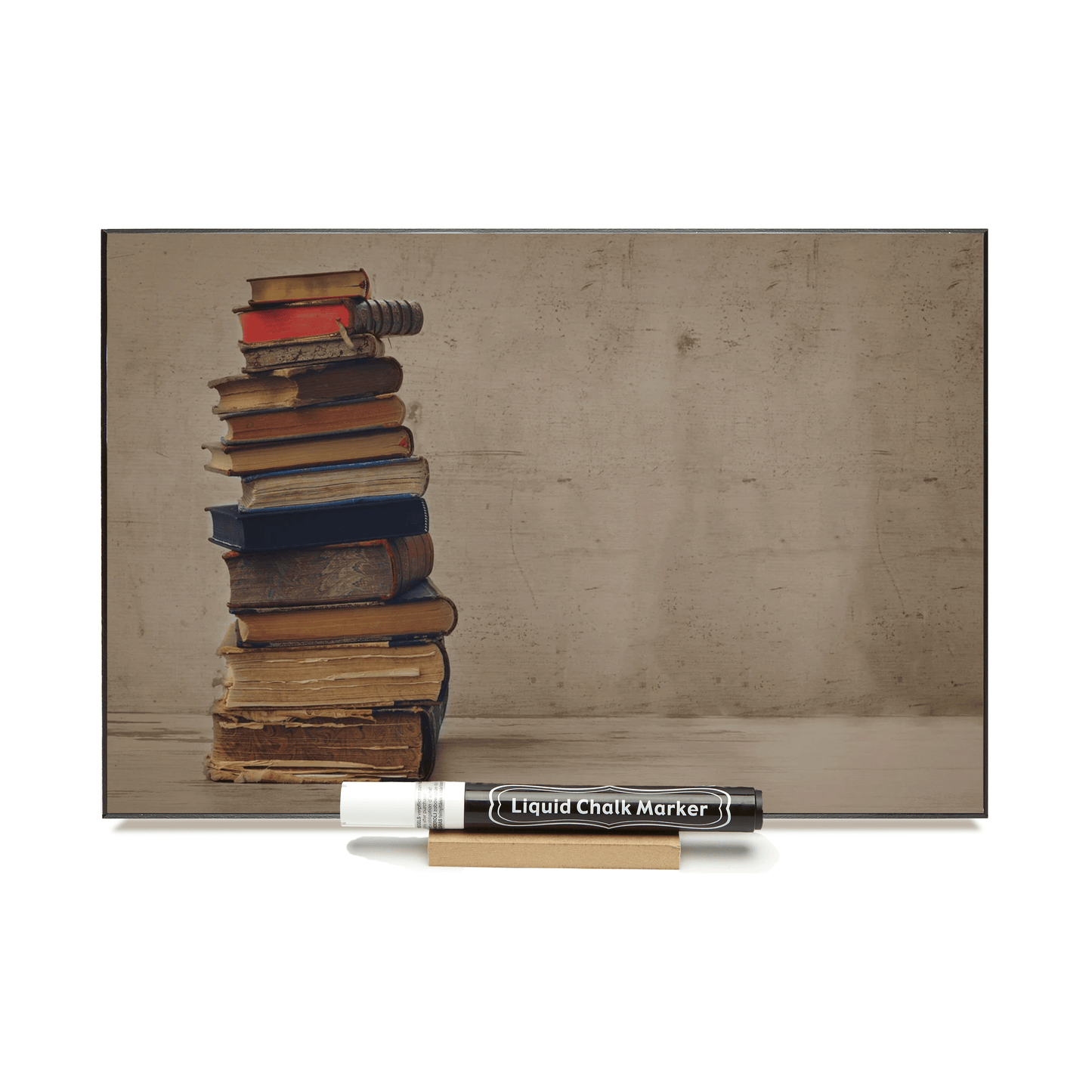 "Old Books" PHOTO CHALKBOARD Includes Chalkboard, Chalk Marker & Pen