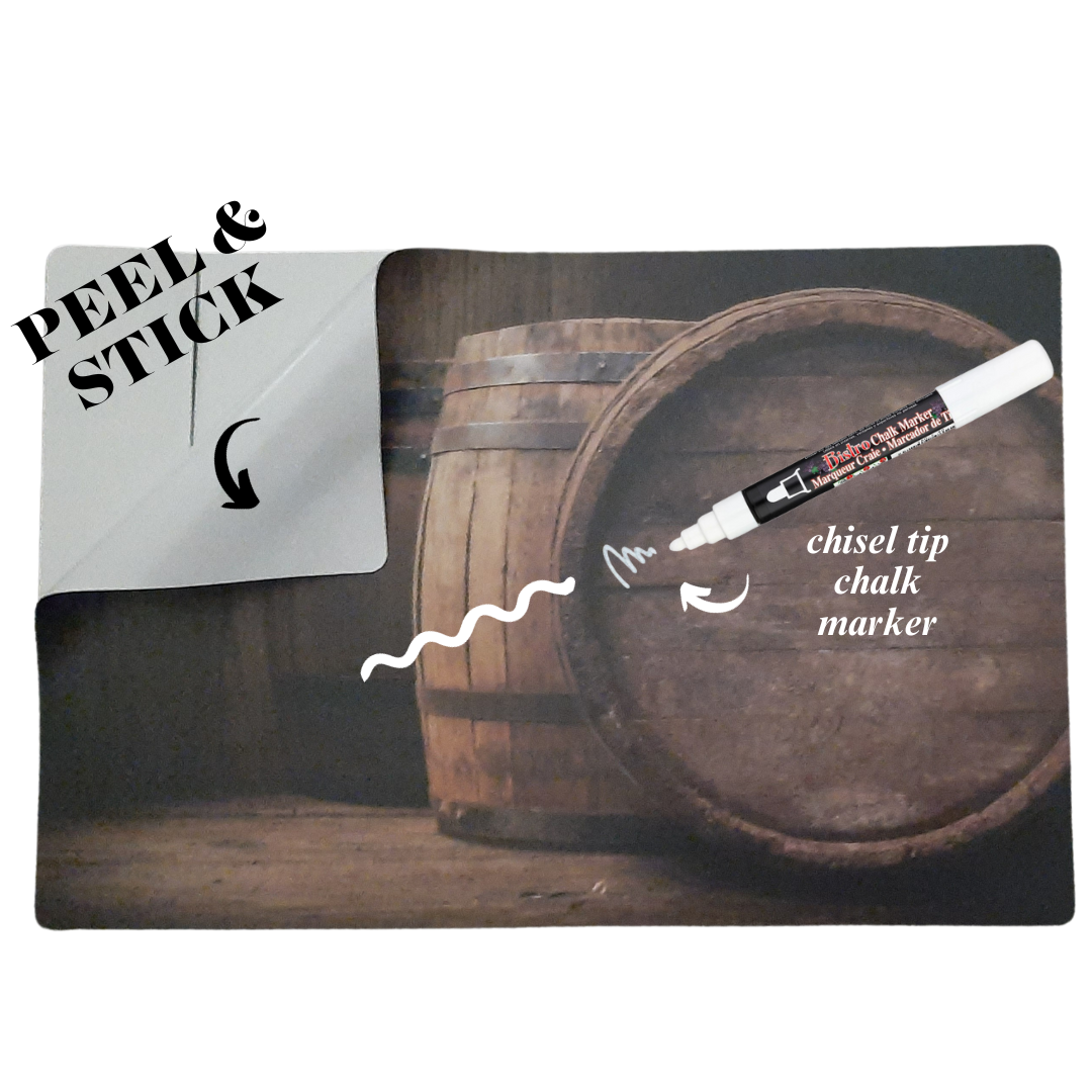 Red Muskoka Chair - Peel & Stick Photo Chalkboard, includes a chisel tip chalk marker