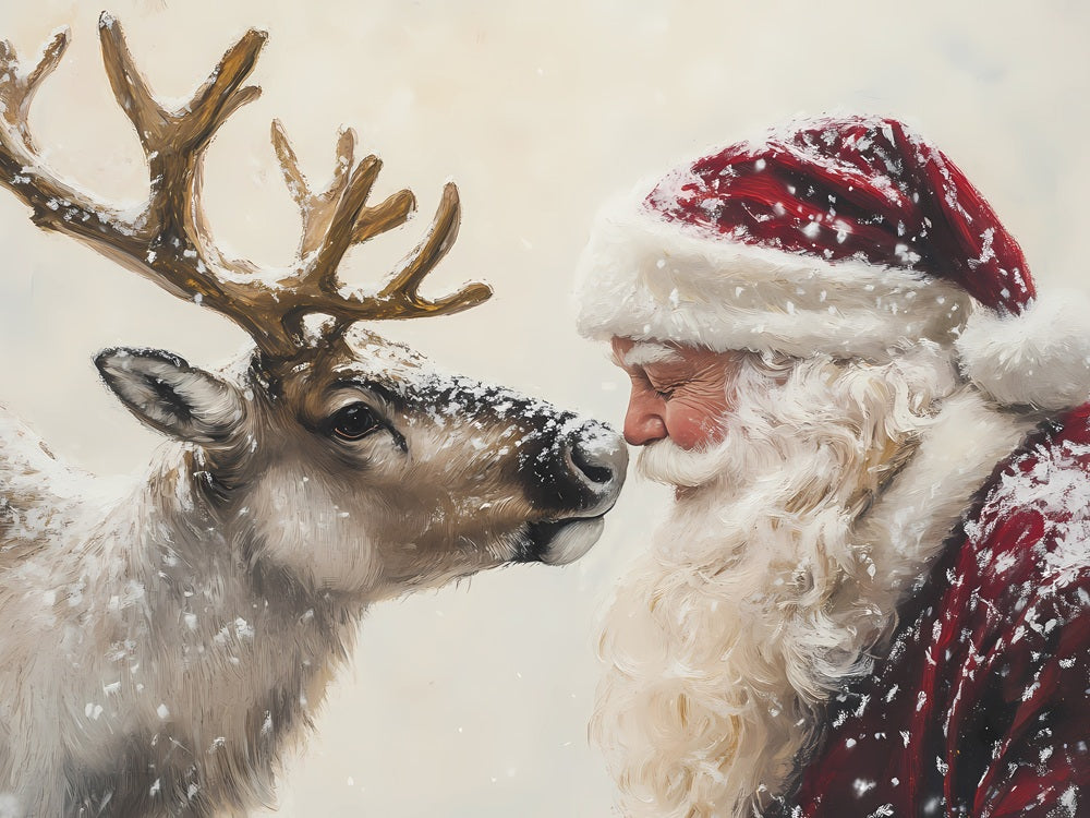 Santa with Reindeer - Delightful Reflections