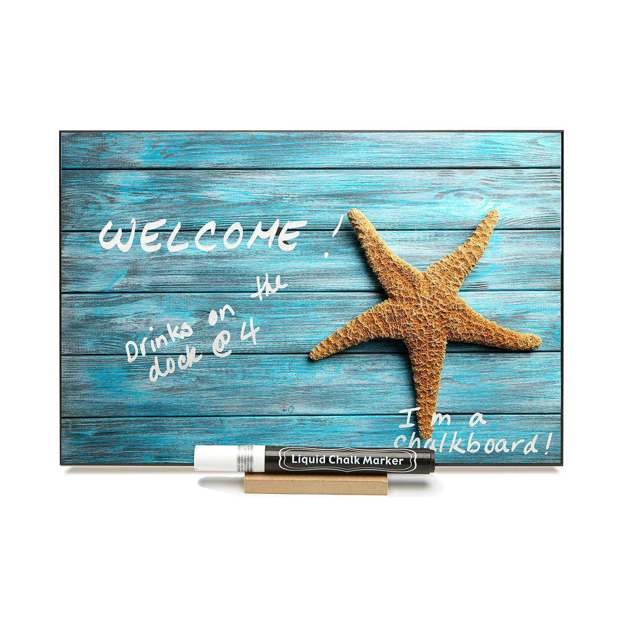 "Turquoise Starfish" PHOTO CHALKBOARD Includes Chalkboard, Chalk Marker and Stand