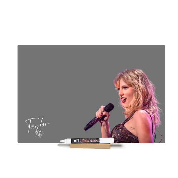 "Taylor Swift Grey - Mic" PHOTO CHALKBOARD Includes Chalkboard, Chalk Marker & Stand