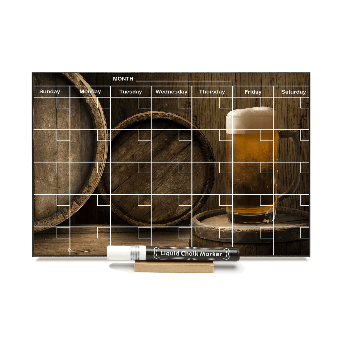 "Mug of Beer" Calendar PHOTO CHALKBOARD Includes Chalkboard, Chalk Marker and Stand