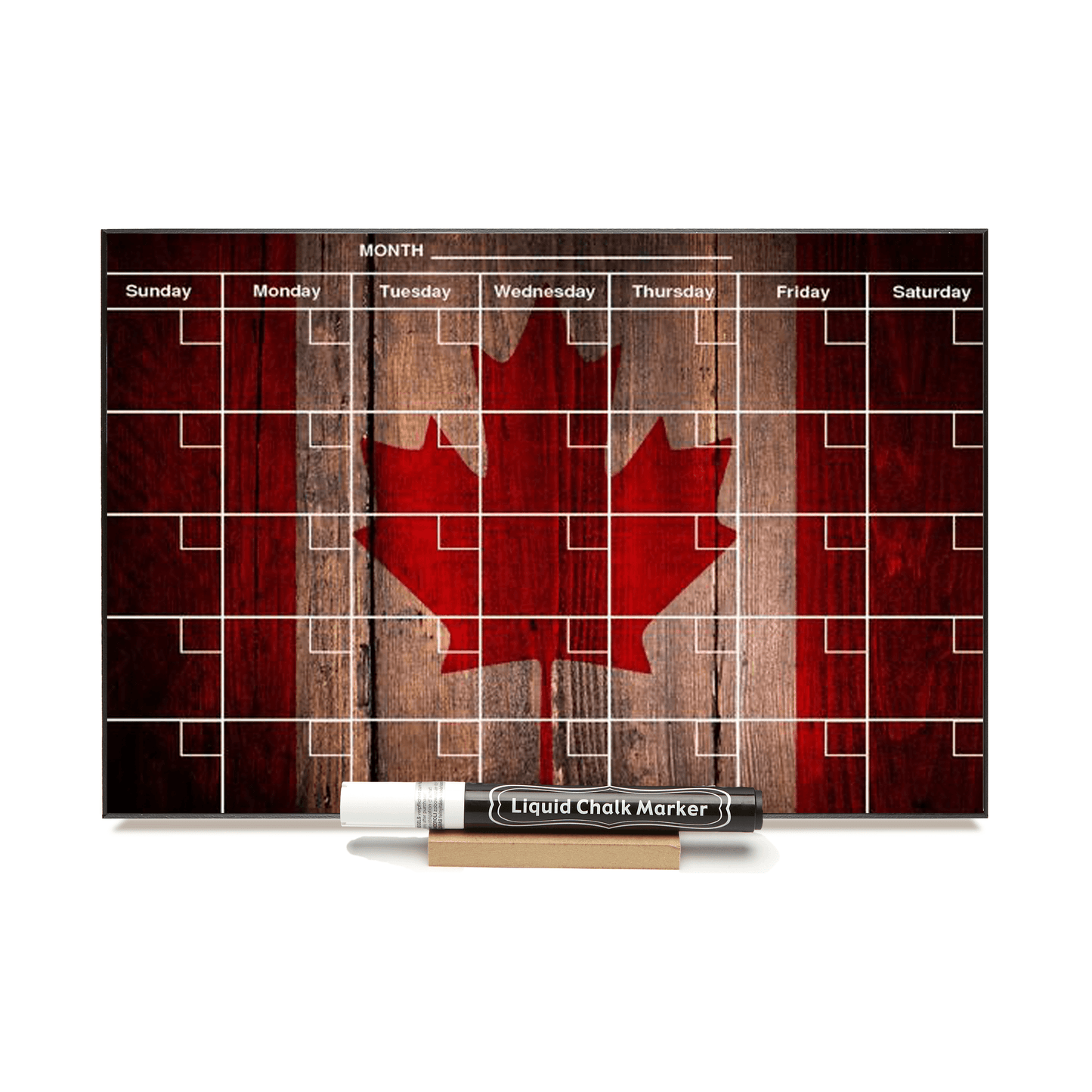 "Vintage Canada Flag" Calendar PHOTO CHALKBOARD Includes Chalkboard, Chalk Marker and Stand
