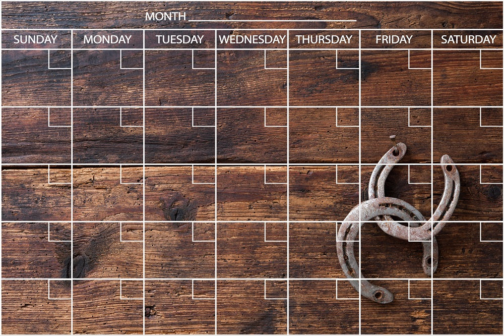 Horseshoes Calendar PHOTO CHALKBOARD Includes Chalkboard, Chalk Marker and Stand