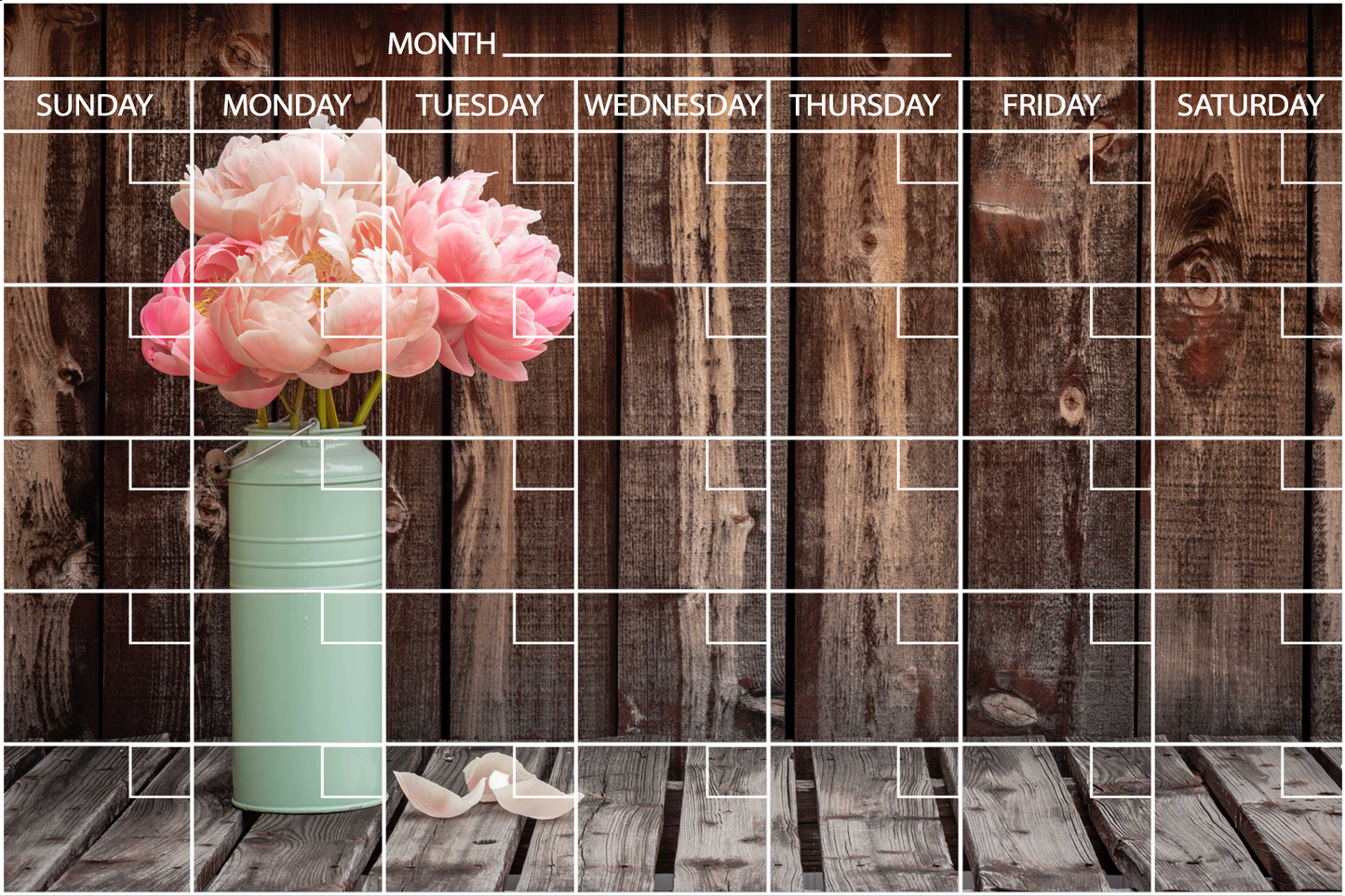Vintage Peonies - Flexible Fridge Magnet, Includes Fine Chalk Marker