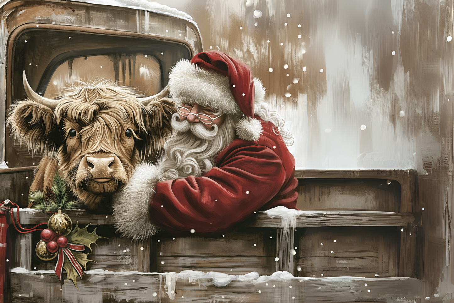 Santa and Highland Cow - Cedar Hill