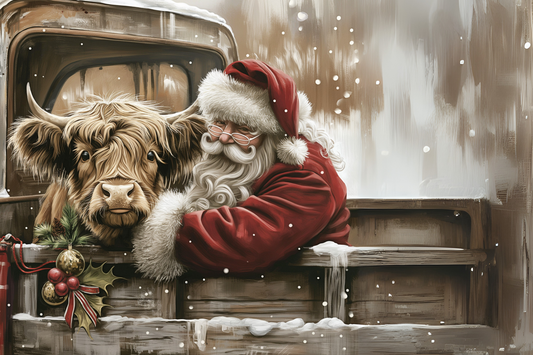 Santa and Highland Cow - Cedar Hill