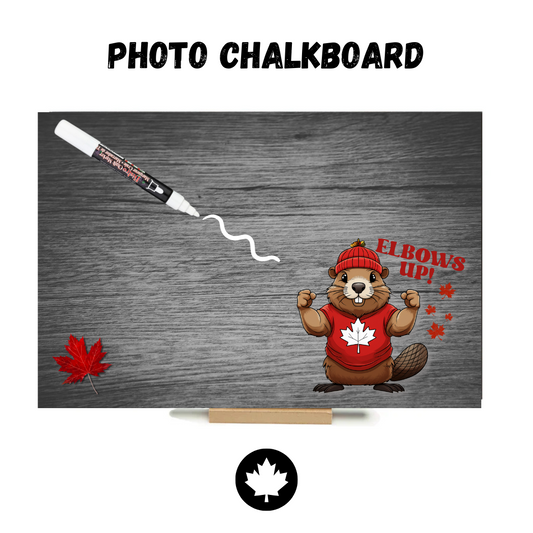 🍁Elbows UP - Beaver🍁 PHOTO CHALKBOARD - Includes Photo Chalkboard, Marker and Stand