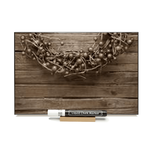 "Sepia Cranberry Wreath"  PHOTO CHALKBOARD  Includes Chalkboard, Chalk Marker & Stand