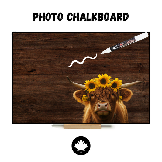 Autumn Highland Cow (Sunflowers) - PHOTO CHALKBOARD - Original Style & Flexible Fridge Magnet