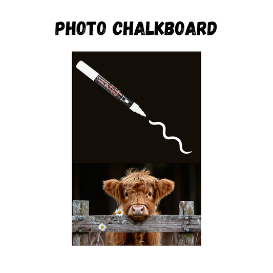 Daisy the Highland Cow - PHOTO CHALKBOARD - Original Style & Flexible Fridge Magnet