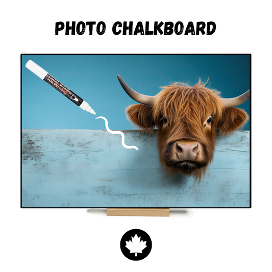 Blue Highland Cow - PHOTO CHALKBOARD - Original Style & Flexible Fridge Magnet