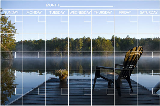 Chair on a Dock Calendar PHOTO  CHALKBOARD Includes Chalkboard, Chalk Marker and Stand