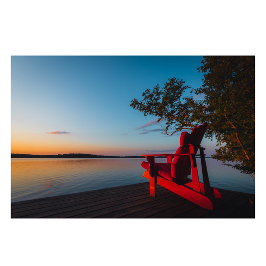 Red Muskoka Chair - Peel & Stick Photo Chalkboard, includes a chisel tip chalk marker