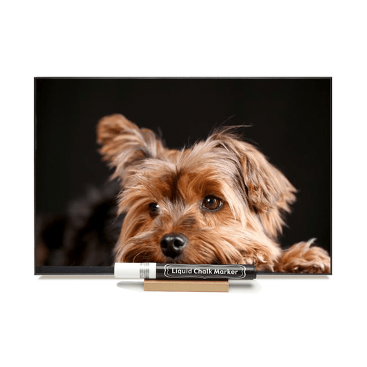 "Peeking Yorkie" PHOTO CHALKBOARD  Includes Chalkboard, Chalk Marker and Stand