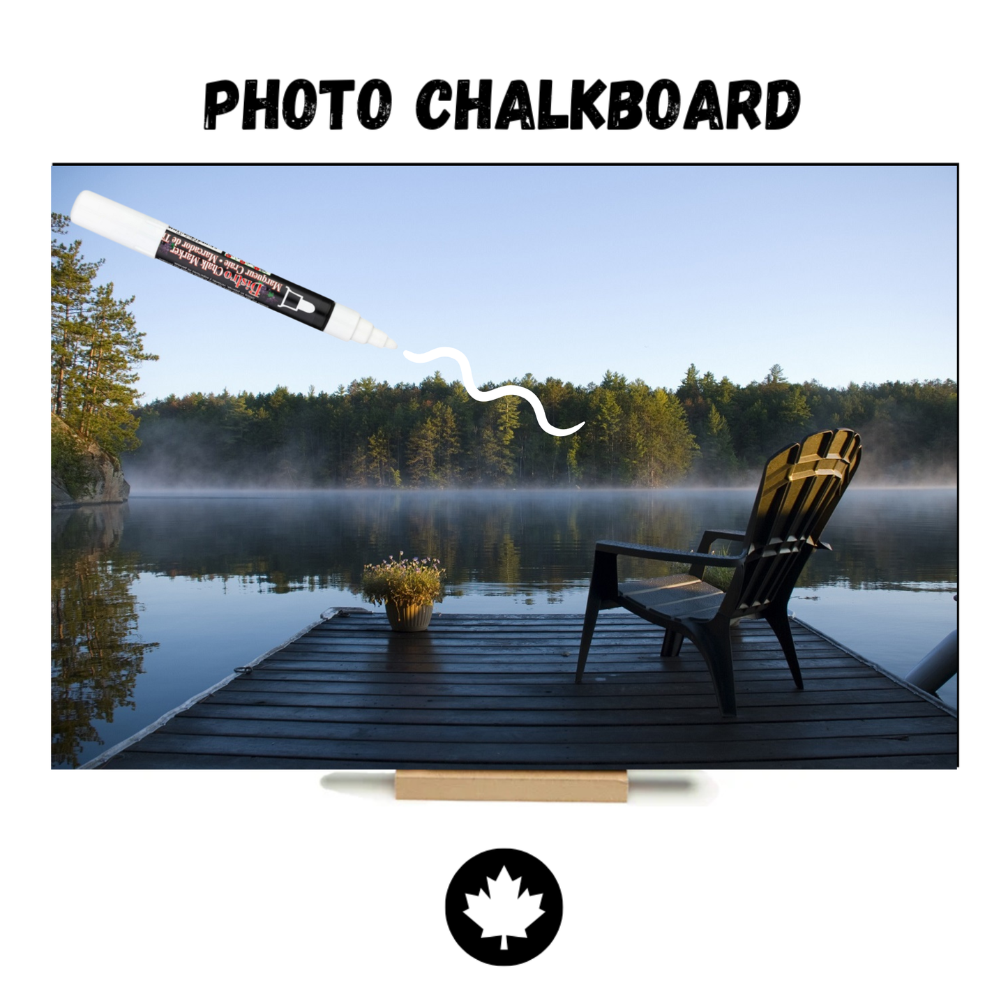 "Sunset Dock" PHOTO CHALKBOARD Includes Chalkboard, Chalk Marker and Stand