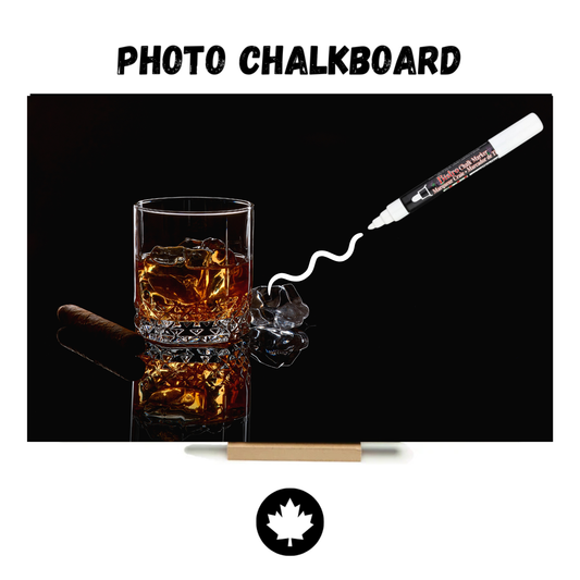 "Whisky & Cigar" PHOTO CHALKBOARD Includes Photo Chalkboard, Chalk Marker and Stand