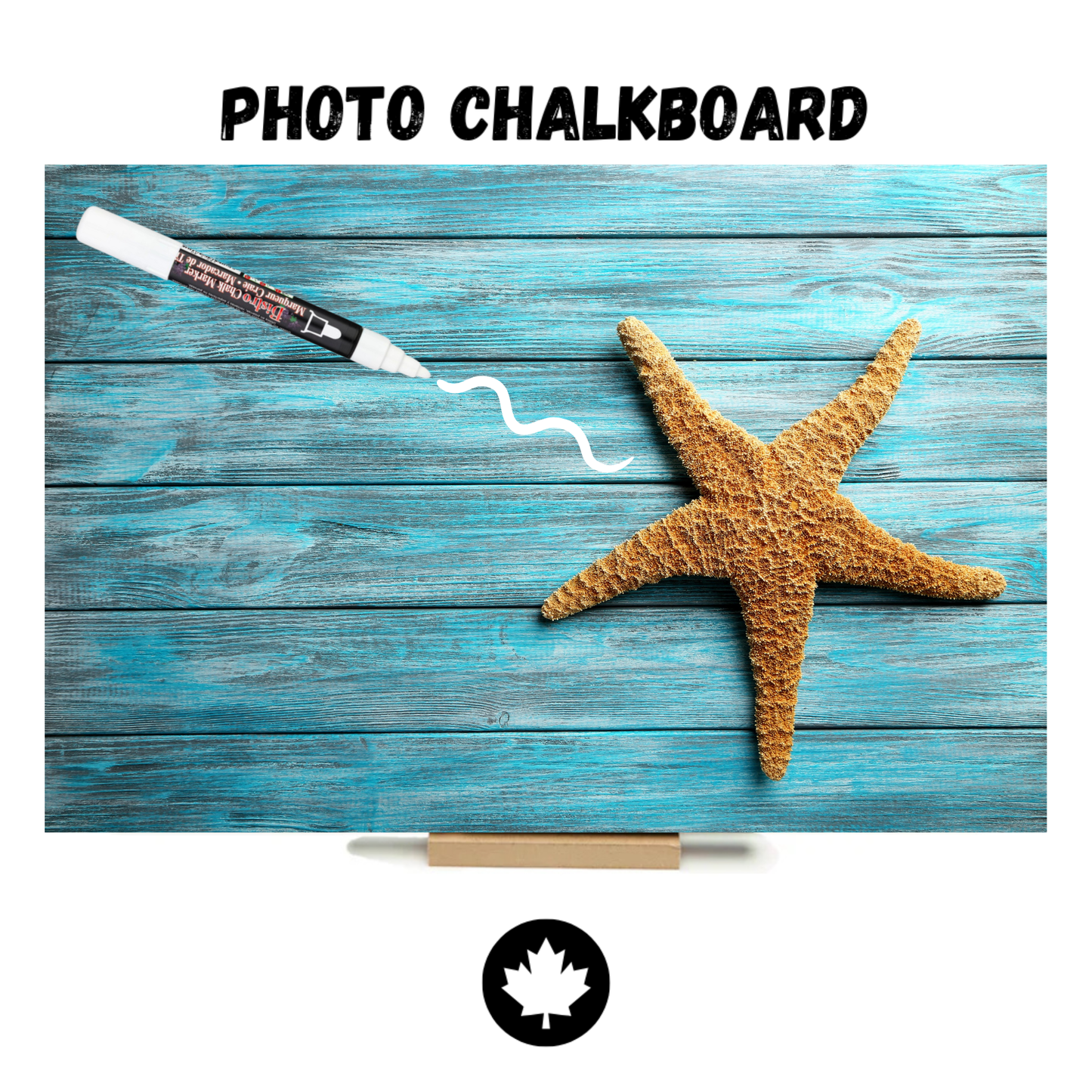 "Barnboard Starfish" PHOTO CHALKBOARD Includes Chalkboard, Chalk Marker and Stand