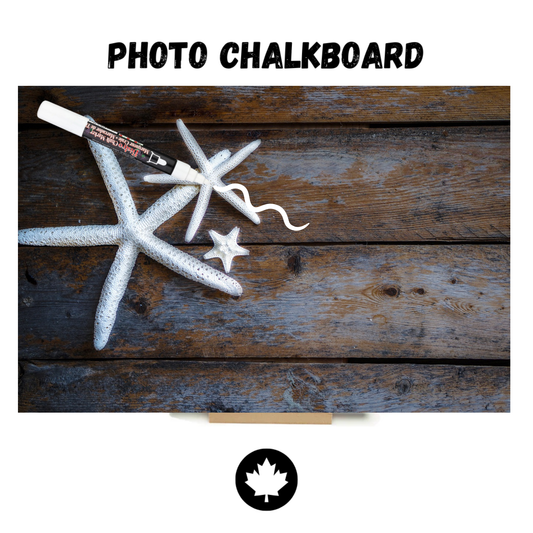 "Barnboard Starfish" PHOTO CHALKBOARD Includes Chalkboard, Chalk Marker and Stand