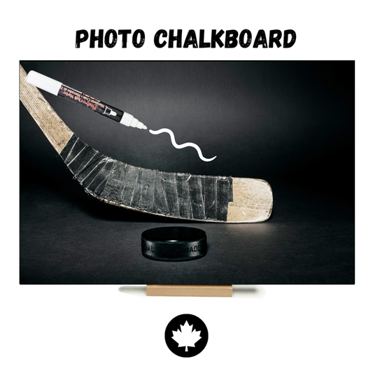 "Hockey Stick"  PHOTO CHALKBOARD  Includes Chalkboard, Chalk Marker & Stand