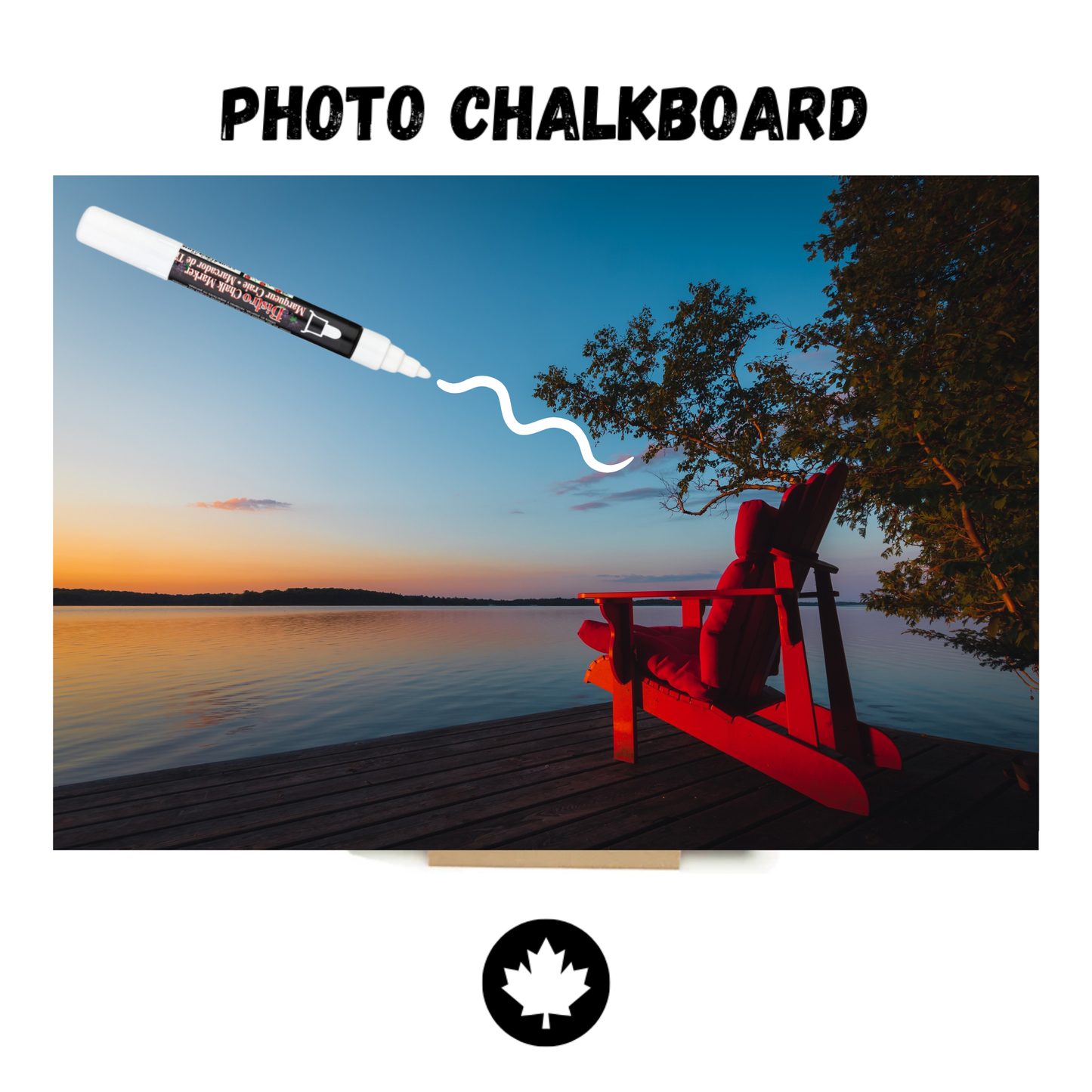"Sunset Dock" PHOTO CHALKBOARD Includes Chalkboard, Chalk Marker and Stand
