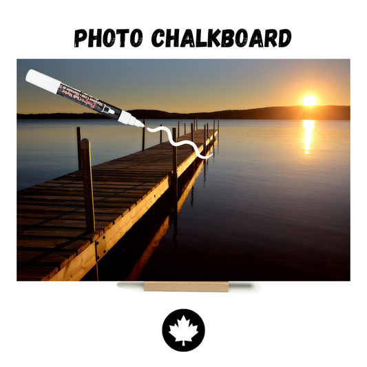 "Sunset Dock" PHOTO CHALKBOARD Includes Chalkboard, Chalk Marker and Stand