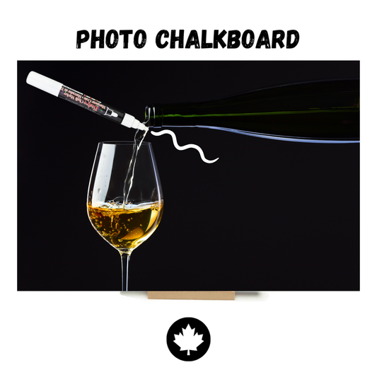 "White Wine" PHOTO CHALKBOARD Includes Chalkboard, Chalk Marker and Stand