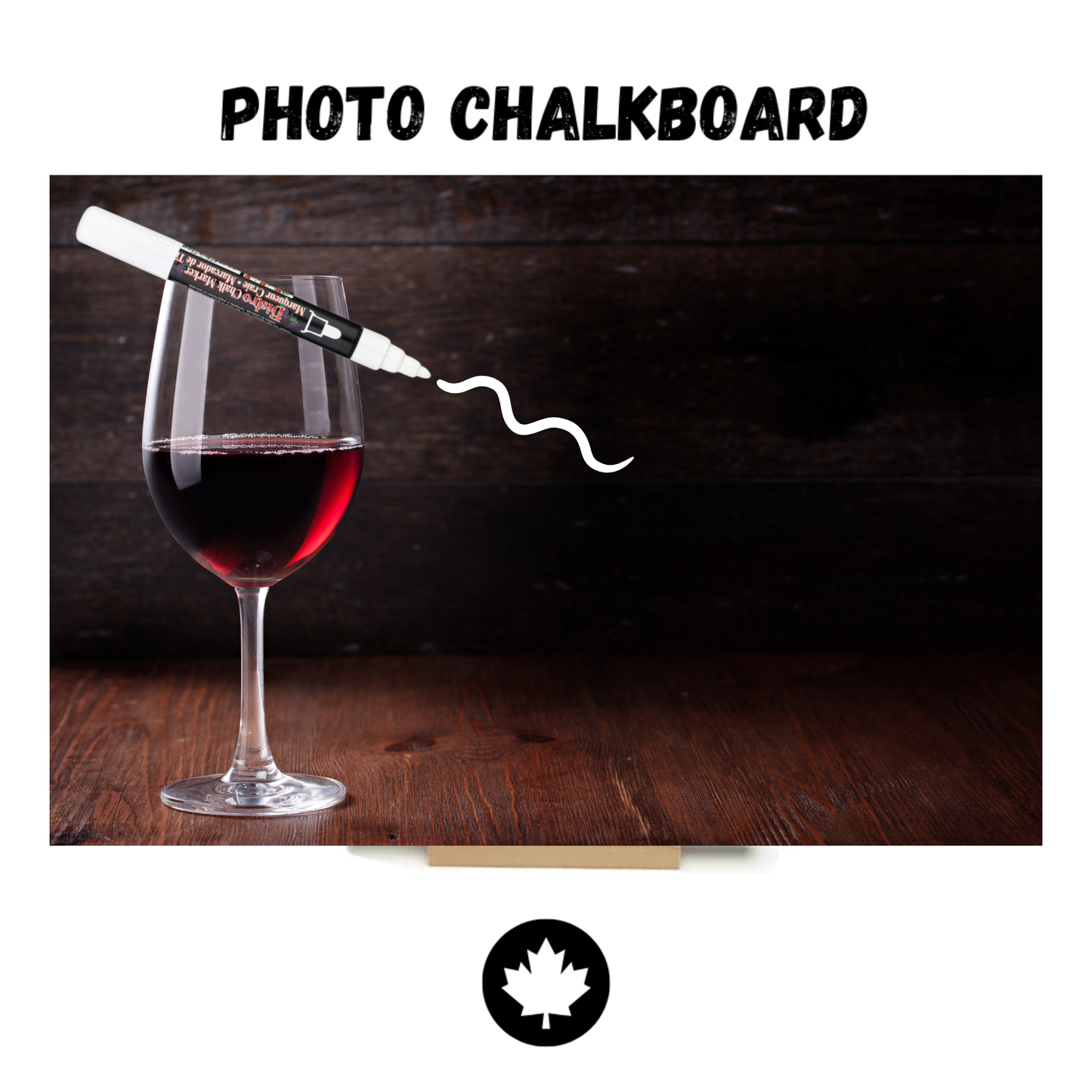 "White Wine" PHOTO CHALKBOARD Includes Chalkboard, Chalk Marker and Stand